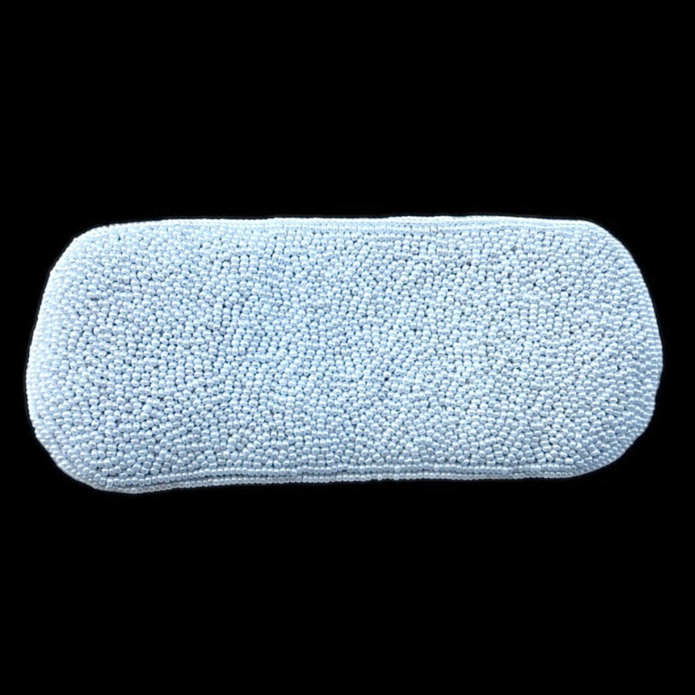 Pearl white beaded eyeglasses case elegant beadwork silk